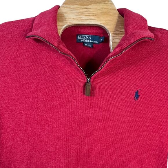 Red Ralph Lauren 1/4 Zip Sweater - Size Large - Picture 4 of 6